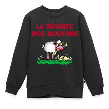 La révolte des moutons - Sweat Premium enfant bio - noir - Devant - AI Model Kid Female (0cm)