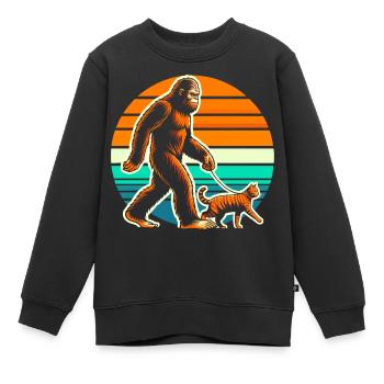 Chat Bigfoot - Sweat Premium enfant bio - noir - Devant - AI Model Kid Female (0cm)