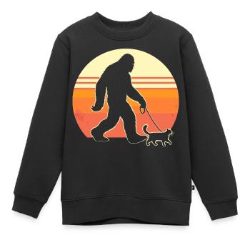 Chat Bigfoot - Sweat Premium enfant bio - noir - Devant - AI Model Kid Female (0cm)