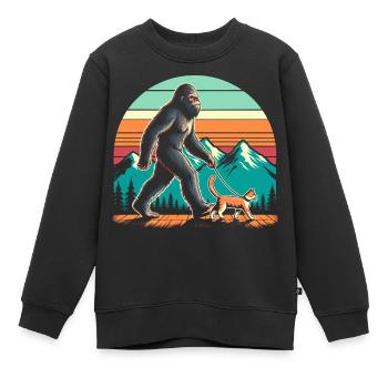Chat Bigfoot - Sweat Premium enfant bio - noir - Devant - AI Model Kid Female (0cm)