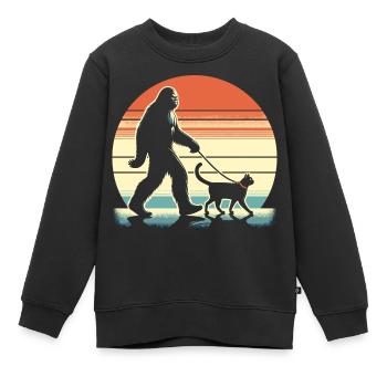 Chat Bigfoot - Sweat Premium enfant bio - noir - Devant - AI Model Kid Female (0cm)