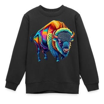 Bison - Sweat Premium enfant bio - noir - Devant - AI Model Kid Female (0cm)