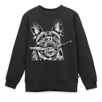 Hunde Shirt mit französischer Bulldogge BULLDOGGEN - Kinder Premium Organic Sweatshirt - Schwarz - Vorne - AI Model Kid Female (0cm)