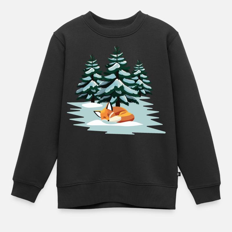 Fuchs schlafend - Kinder Premium Organic Sweatshirt - Schwarz