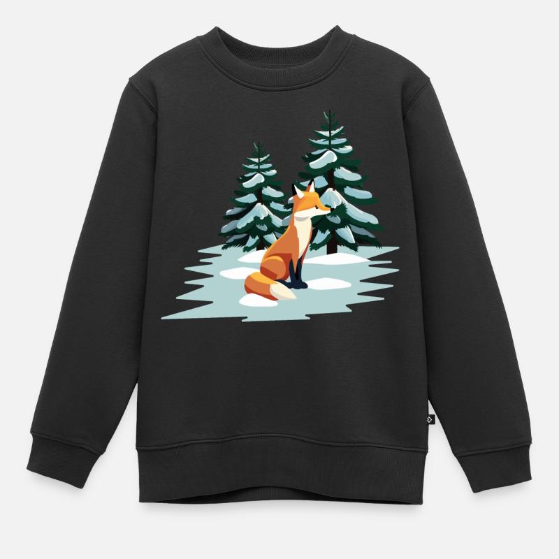 Fuchs im Schnee - Kinder Premium Organic Sweatshirt - Schwarz