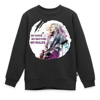 Girls rock music - Kinder Premium Organic Sweatshirt - Schwarz - Vorne - AI Model Kid Female (0cm)