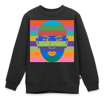 Farbenfrohe Frauenpower - Kinder Premium Organic Sweatshirt - Schwarz - Vorne - AI Model Kid Female (0cm)