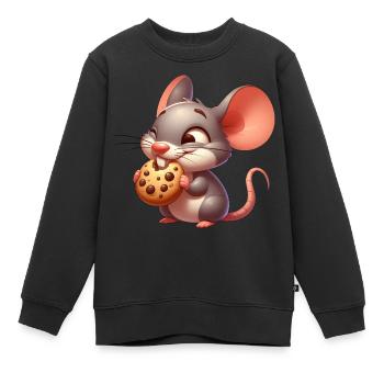 Süße Cartoon Maus knabbert knusprigen Keks - Kinder Premium Organic Sweatshirt - Schwarz - Vorne - AI Model Kid Female (0cm)