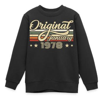 Anniversaire Janvier 1978 Janvier Né en janvier - Sweat Premium enfant bio - noir - Devant - AI Model Kid Female (0cm)
