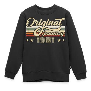 Date de naissance Janvier 1981 Janvier Né en janvier - Sweat Premium enfant bio - noir - Devant - AI Model Kid Female (0cm)