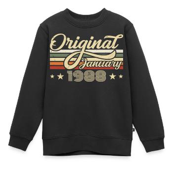 Date de naissance Janvier 1988 Janvier Né en Janvier - Sweat Premium enfant bio - noir - Devant - AI Model Kid Female (0cm)
