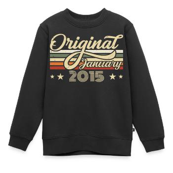 Anniversaire Janvier 2015 Janvier Né en Janvier - Sweat Premium enfant bio - noir - Devant - AI Model Kid Female (0cm)