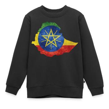 Ethiopie - Frontière nationale en drapeau national - Sweat Premium enfant bio - noir - Devant - AI Model Kid Female (0cm)