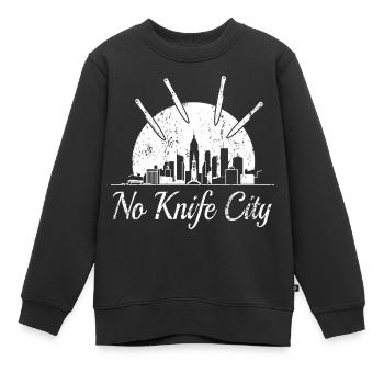 Keine Messer Stadt, - Kinder Premium Organic Sweatshirt - Schwarz - Vorne - AI Model Kid Female (0cm)