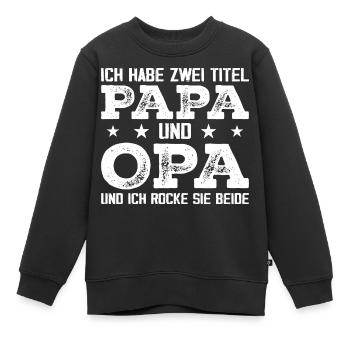 J’ai deux titres : Papa et Grand-père - Sweat Premium enfant bio - noir - Devant - AI Model Kid Female (0cm)