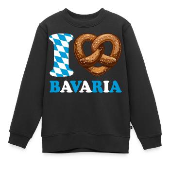 J’aime le bretzel de Bavière - Coeur - Dire - Sweat Premium enfant bio - noir - Devant - AI Model Kid Female (0cm)