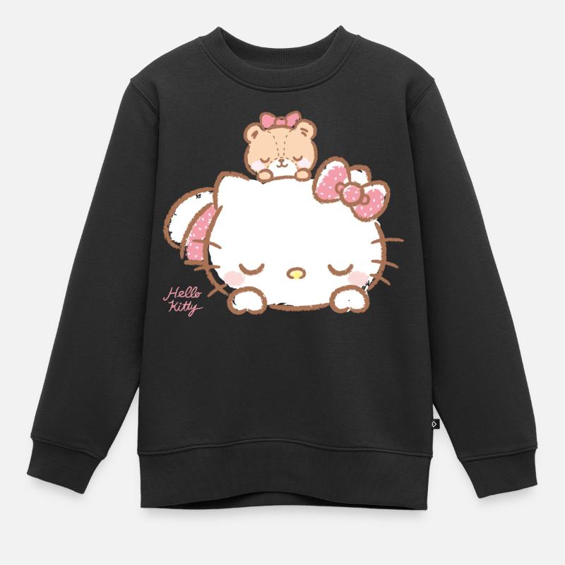 Hello Kitty Med Bamse På Ryggen - Premium børne sweatshirt økologisk - sort