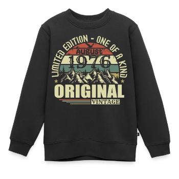 Août 1976 Anniversaire Août 1976 Né Août - Sweat Premium enfant bio - noir - Devant - AI Model Kid Female (0cm)