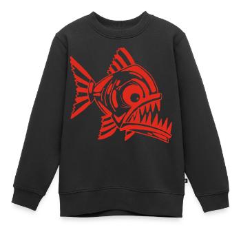 Poisson rouge carnivore - Sweat Premium enfant bio - noir - Devant - AI Model Kid Female (0cm)