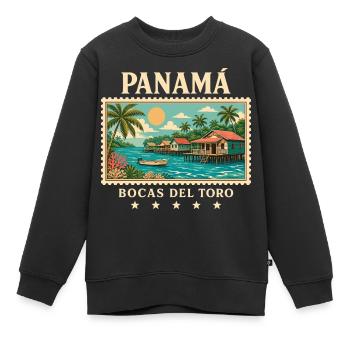 Panama Bocas del Toro Vintage Reisemarke - Kinder Premium Organic Sweatshirt - Schwarz - Vorne - AI Model Kid Female (0cm)