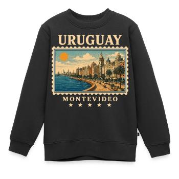 Marque de voyage vintage Uruguay Montevideo - Sweat Premium enfant bio - noir - Devant - AI Model Kid Female (0cm)