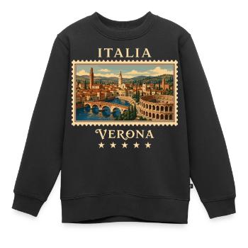 Italien Verona Vintage Reisemarke - Kinder Premium Organic Sweatshirt - Schwarz - Vorne - AI Model Kid Female (0cm)