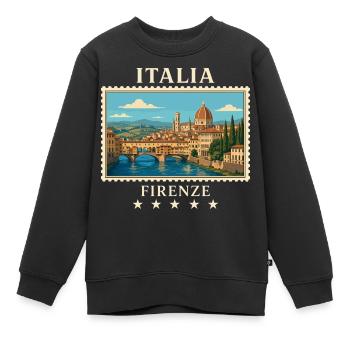 Italien Florenz Vintage Reisemarke - Kinder Premium Organic Sweatshirt - Schwarz - Vorne - AI Model Kid Female (0cm)