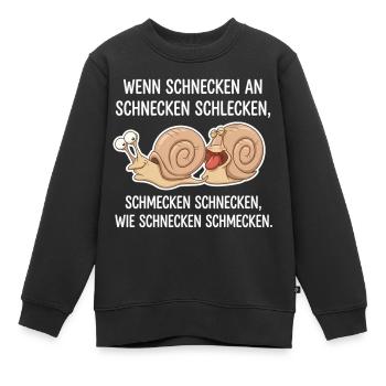 Schnecken schlecken – Lustiger Zungenbrecher - Kinder Premium Organic Sweatshirt - Schwarz - Vorne - AI Model Kid Female (0cm)
