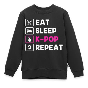 K-Pop - Kids Premium Organic Sweatshirt - black - Front - AI Model Kid Female (0cm)