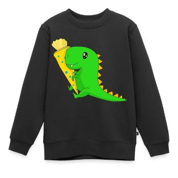 School ingenuising school bag children Dino - Kids Premium Organic Sweatshirt - black - Front - AI Model Kid Female (0cm)