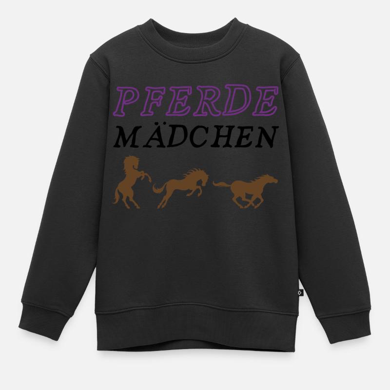 Pferdemädchen - Kinder Premium Organic Sweatshirt - Schwarz