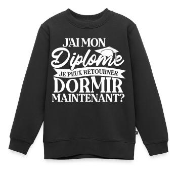 Ich habe mein Diplom, ich kann jetzt wieder schlafen gehen - Kinder Premium Organic Sweatshirt - Schwarz - Vorne - AI Model Kid Female (0cm)