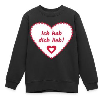 Coeur en glaçage - Sweat Premium enfant bio - noir - Devant - AI Model Kid Female (0cm)