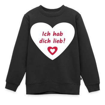 Ich hab dich Lieb Herz - Kinder Premium Organic Sweatshirt - Schwarz - Vorne - AI Model Kid Female (0cm)