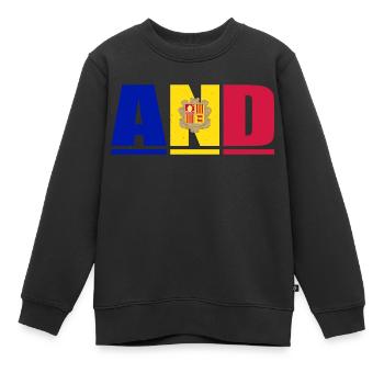 Andorre Graphique - Sweat Premium enfant bio - noir - Devant - AI Model Kid Female (0cm)