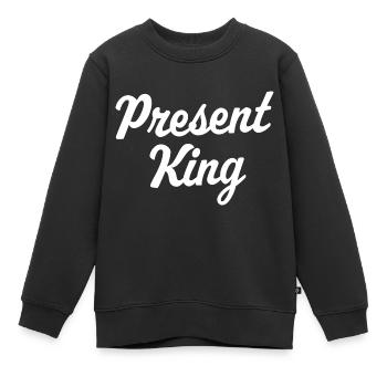 Present King - Kids Premium Organic Sweatshirt - black - Front - AI Model Kid Female (0cm)
