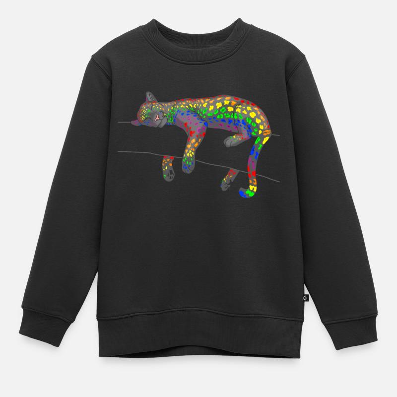 Regenbogen Leopard - Kinder Premium Organic Sweatshirt - Schwarz