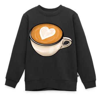 Kaffee - Kinder Premium Organic Sweatshirt - Schwarz - Vorne - AI Model Kid Female (0cm)