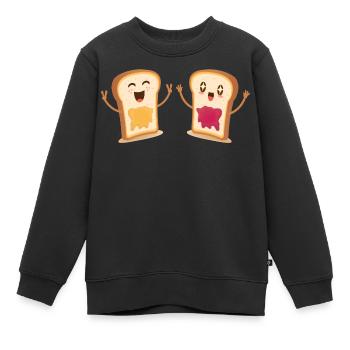 Toast (kawaii, joie) - Sweat Premium enfant bio - noir - Devant - AI Model Kid Female (0cm)