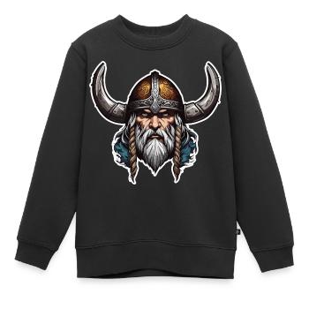 Viking / Thor / Odin / Nordique / Celtique - Sweat Premium enfant bio - noir - Devant - AI Model Kid Female (0cm)