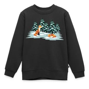Füchse im Wald - Kinder Premium Organic Sweatshirt - Schwarz - Vorne - AI Model Kid Female (0cm)