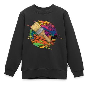 Pinsel Streichen - Kinder Premium Organic Sweatshirt - Schwarz - Vorne - AI Model Kid Female (0cm)