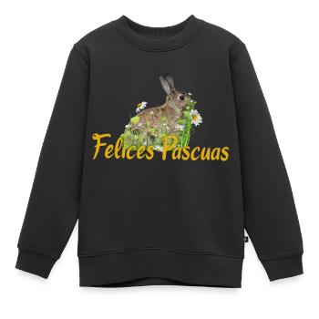 felices pascuas Frohe Ostern - Kinder Premium Organic Sweatshirt - Schwarz - Vorne - AI Model Kid Female (0cm)