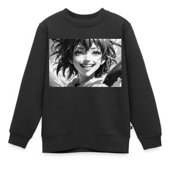 DreamShaper crazy smile schwarz weiß - Kinder Premium Organic Sweatshirt - Schwarz - Vorne - AI Model Kid Female (0cm)