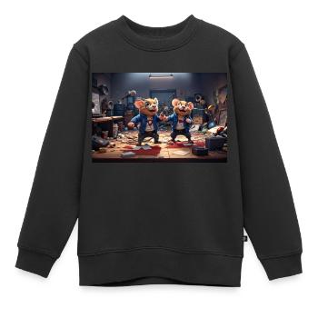 2 amis rats dans un studio de musique désordonné - Sweat Premium enfant bio - noir - Devant - AI Model Kid Female (0cm)
