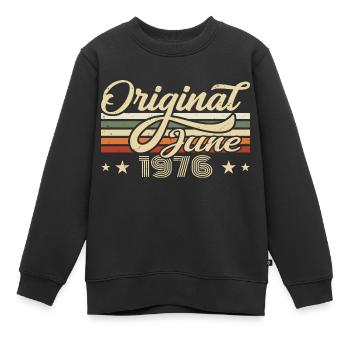 Juin 1976 | Anniversaire 1976 Millésime Juin 1976 - Sweat Premium enfant bio - noir - Devant - AI Model Kid Female (0cm)