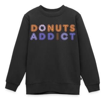 Donuts addict purple choco - Sweat Premium enfant bio - noir - Devant - AI Model Kid Female (0cm)