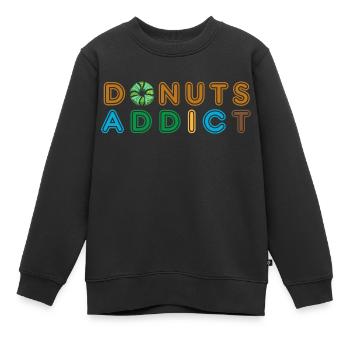 Donuts addict green choco - Kids Premium Organic Sweatshirt - black - Front - AI Model Kid Female (0cm)