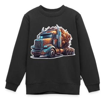 Truck / LKW / Lastfahrzeug / Fracht / Straße - Kinder Premium Organic Sweatshirt - Schwarz - Vorne - AI Model Kid Female (0cm)