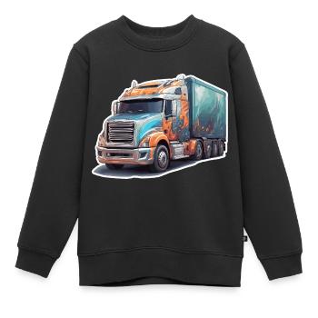 Truck / LKW / Lastfahrzeug / Fracht / Straße - Kinder Premium Organic Sweatshirt - Schwarz - Vorne - AI Model Kid Female (0cm)